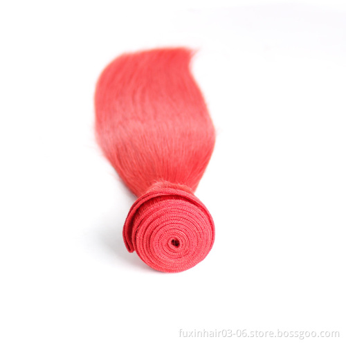 Human Hair Weaves with Closures Wavy and Curly Straight Bright Red Color Brazilian Hair Straight Wavy Curly Available 8A Grade